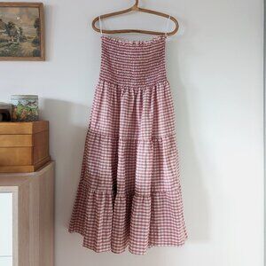 Dusty Pink Gingham Tube Top Dress